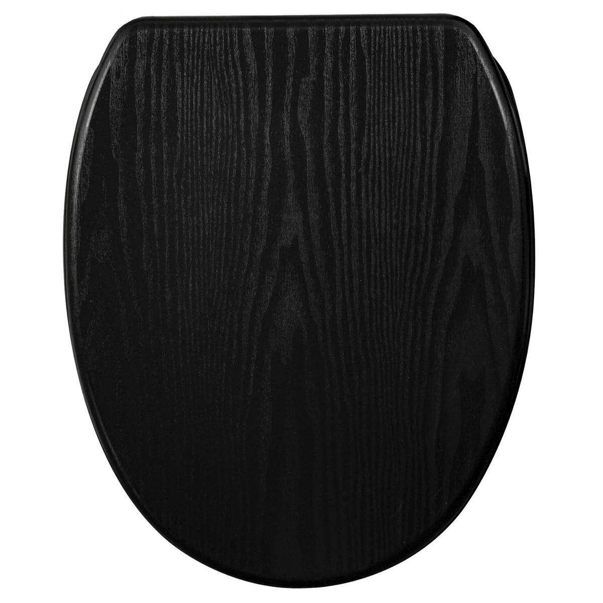 WC-SITZ mit Absenkautomatik & Top Fix Black Wood - Schwarz, Holzwerkstoff (37.7/5.5/48cm) - Sanilo