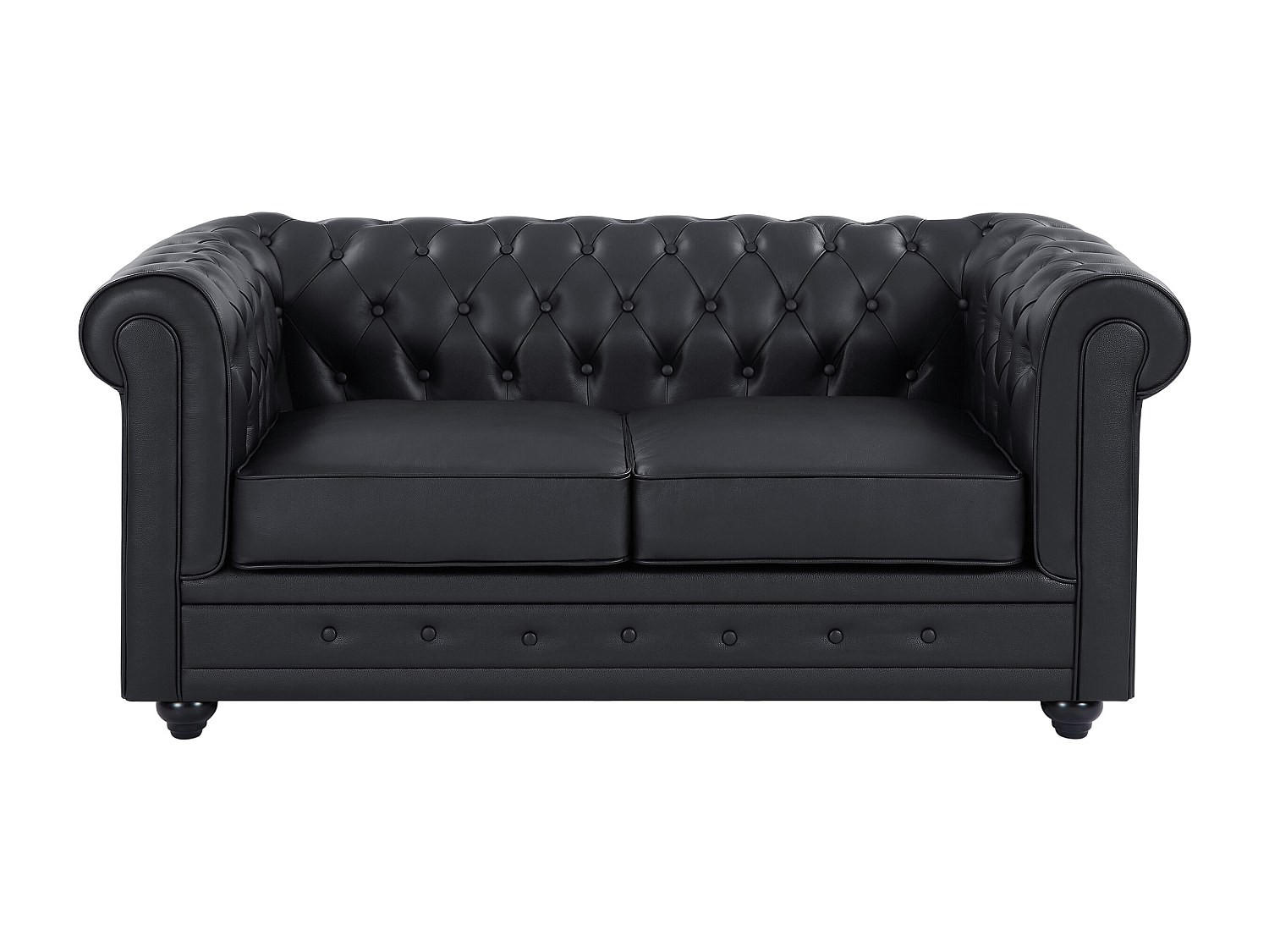 SOFA ohne Schlafmöglichkeit - 2 Personen - Leder - Schwarz - Schwarz, Leder (165/72/88cm) - Vente-Unique