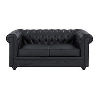 SOFA ohne Schlafmöglichkeit - 2 Personen - Leder - Schwarz - Schwarz, Leder (165/72/88cm) - Vente-Unique