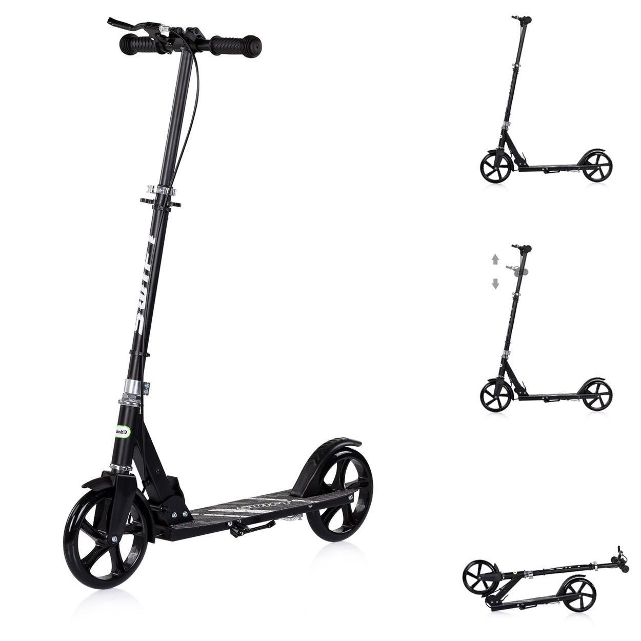 KINDERROLLER Swift klappbar schwarz Anti-Rutsch-Griffe Hinterradbremse ABEC-7 - Schwarz, Metall (82/38/90cm) - Chipolino