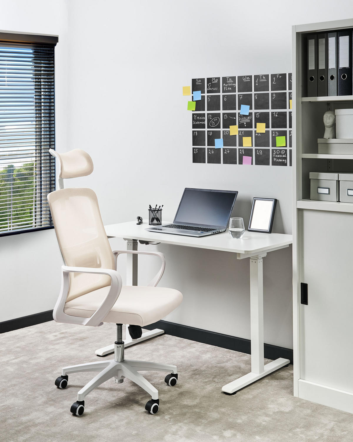 BÜROSTUHL Beige Monarch - Beige/Weiß, Textil (46/110/62cm) - Beliani