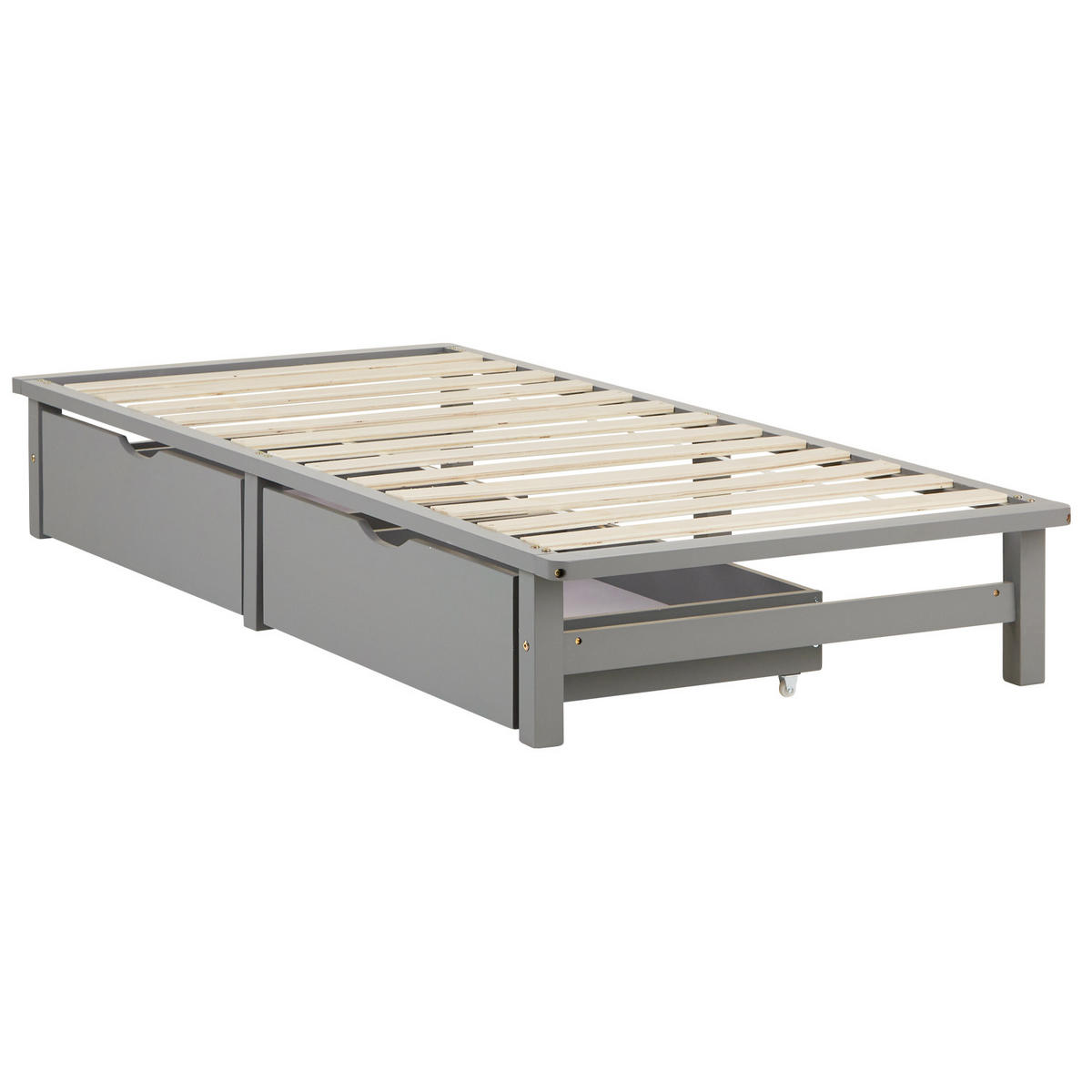 HOLZBETT mit Stauraum 90/200 cm grau - Grau, Holz (90/200cm) - Homestyle4u