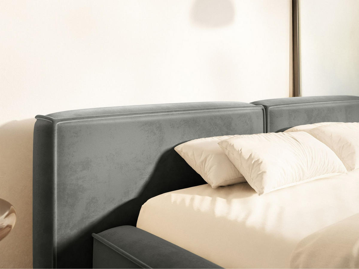 POLSTERBETT Tilves Low Grau 140x200 cm - Schwarz/Grau, Kunststoff/Textil (140/200cm) - Selsey