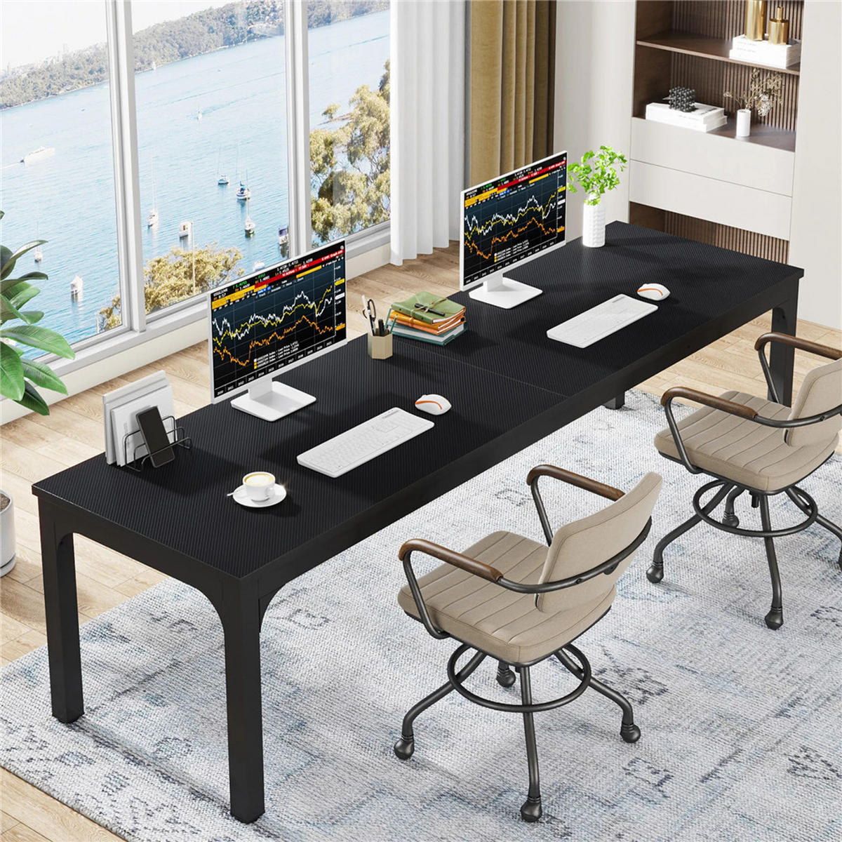 SCHREIBTISCH 200/70/75 cm 2-Personen Computertisch Schwarz - Schwarz, Metall (180/70/75cm) - Kaket