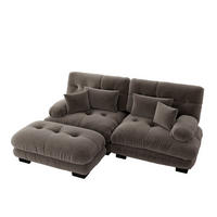 ECKSOFA mit modularer Ottomane, breiten Armlehnen und Deko- sowie Lendenkissen, Braun - Braun, Textil (220/145cm) - Redom