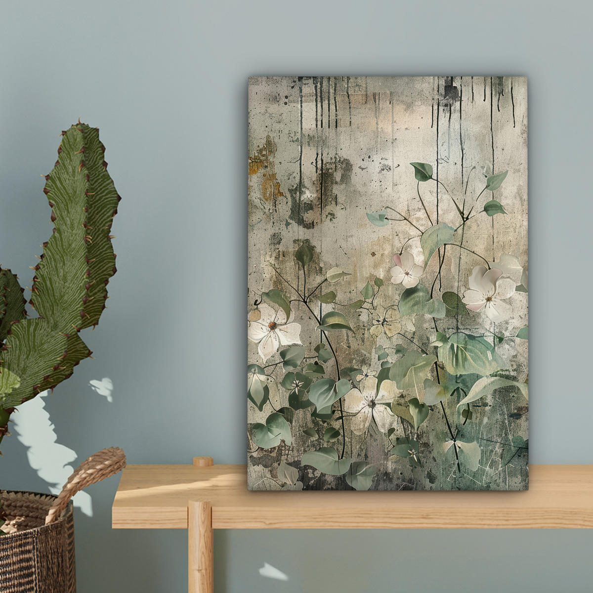 LEINWANDBILD - Blumen - Blätter - Abstrakt - Modern - 20x30 - Bilder - Grau, Textil (20/30cm) - MuchoWow