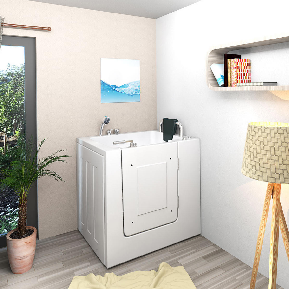 SENIOREN Badewanne mit Tür S02-C-R - Weiß, Glas/Kunststoff (78/113/100cm) - AcquaVapore by Sandra Jentho