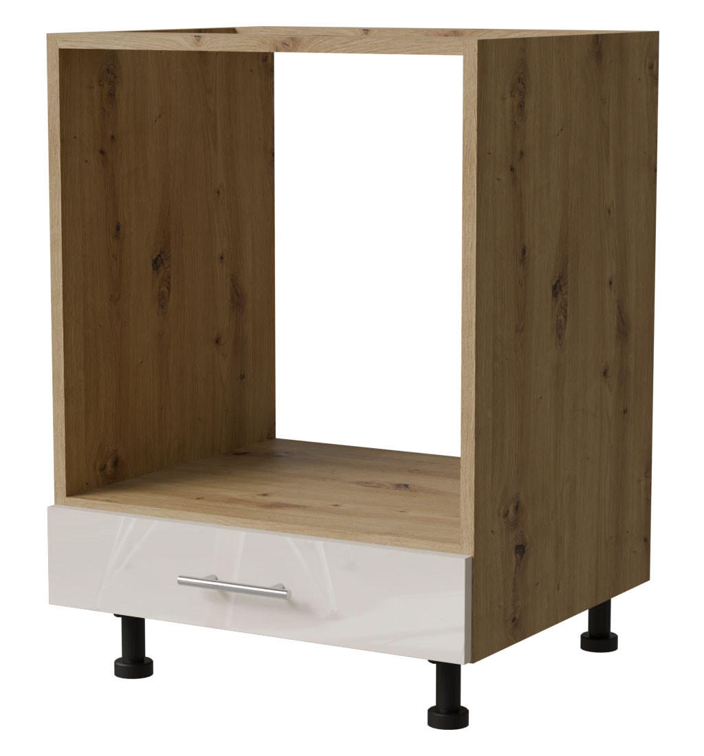 HERDUMBAUSCHRANK Brerra D11K/60 Eiche Artisan / RAL 9001 creme Hochglanz 60 / 50 / 82cm - Creme/Eiche Artisan, Holz/Holzwerkstoff (60/82/50cm) - Feldmann-Wohnen