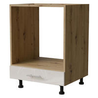 HERDUMBAUSCHRANK Brerra D11K/60 Eiche Artisan / RAL 9001 creme Hochglanz 60 / 50 / 82cm - Creme/Eiche Artisan, Holz/Holzwerkstoff (60/82/50cm) - Feldmann-Wohnen