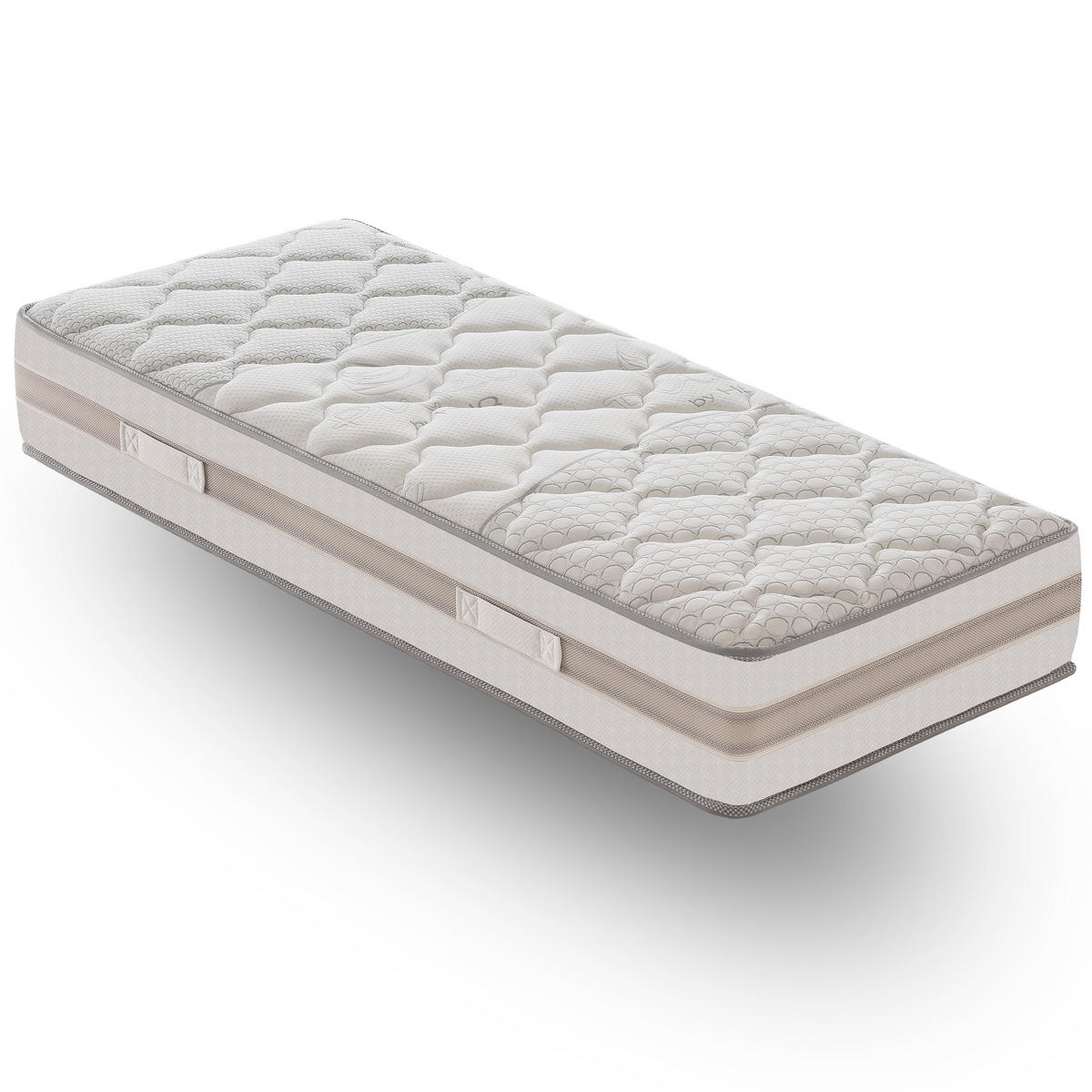 TASCHENFEDERKERNMATRATZE 80x200, Höhe 25 cm, 5 cm Memory-Schaum, PARIGI - Weiß, Textil (80/200cm) - iLoveSleep