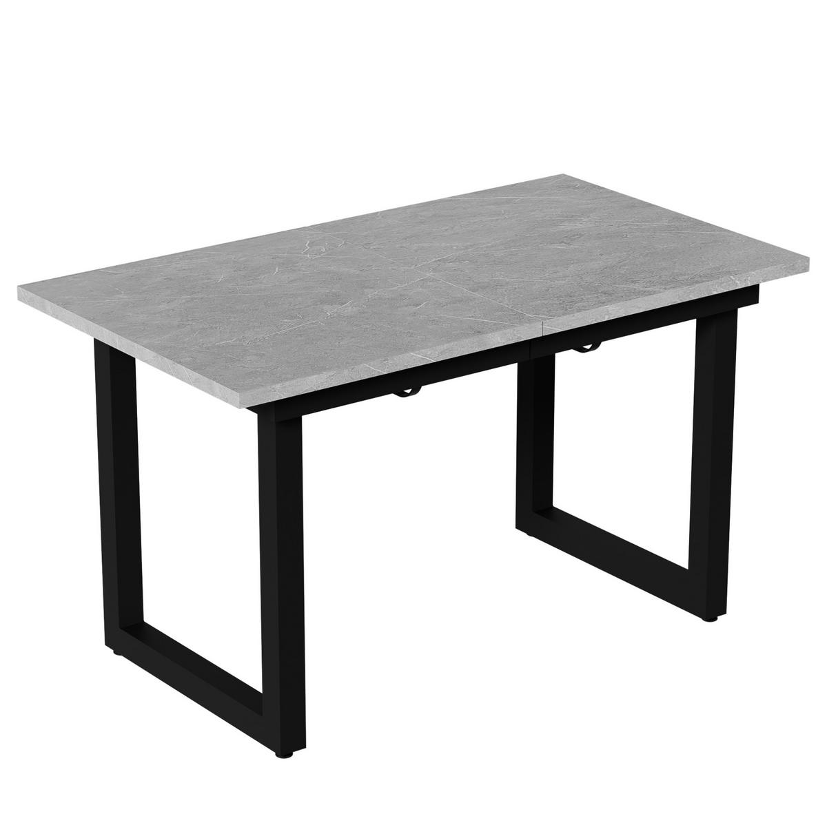 ESSTISCH aus MDF und Metall 140/180x80x75 cm Grau/Schwarz ausziehbar im Industriestil - Schwarz, Holzwerkstoff (140/80/75cm) - Modfu