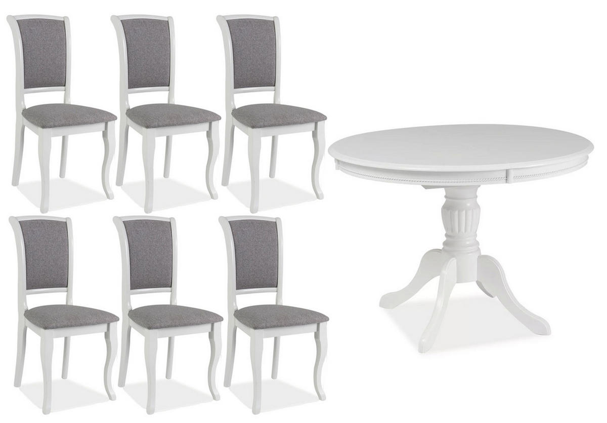 ESSZIMMER-SET Olivia 7-tlg Weiß / Beige - Beige/Weiß, Holz (376/96/106cm) - Feldmann-Wohnen