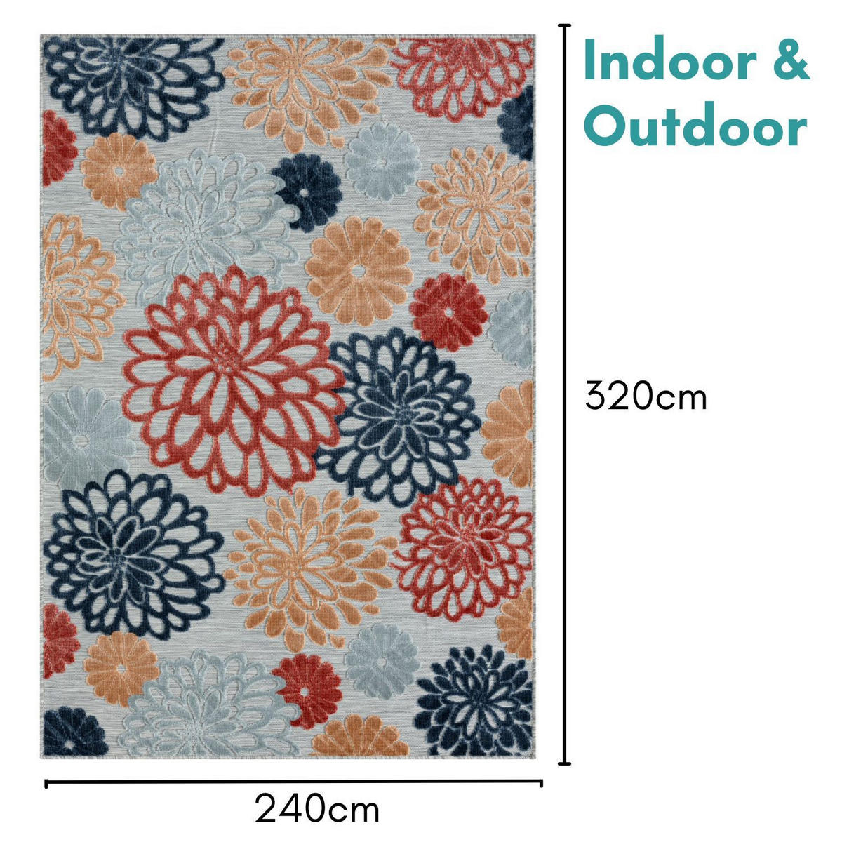 OUTDOORTEPPICH Bramble Dunkelblau,Rostfarben,Currygelb 240/320 cm - Multicolor/Hellgrau, Textil (240/320cm) - My-Rug