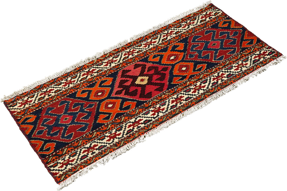 TEPPICH Sumak Shahsavan Blau 56/105 cm Schurwolle - Blau, Textil (105/56cm) - Looma