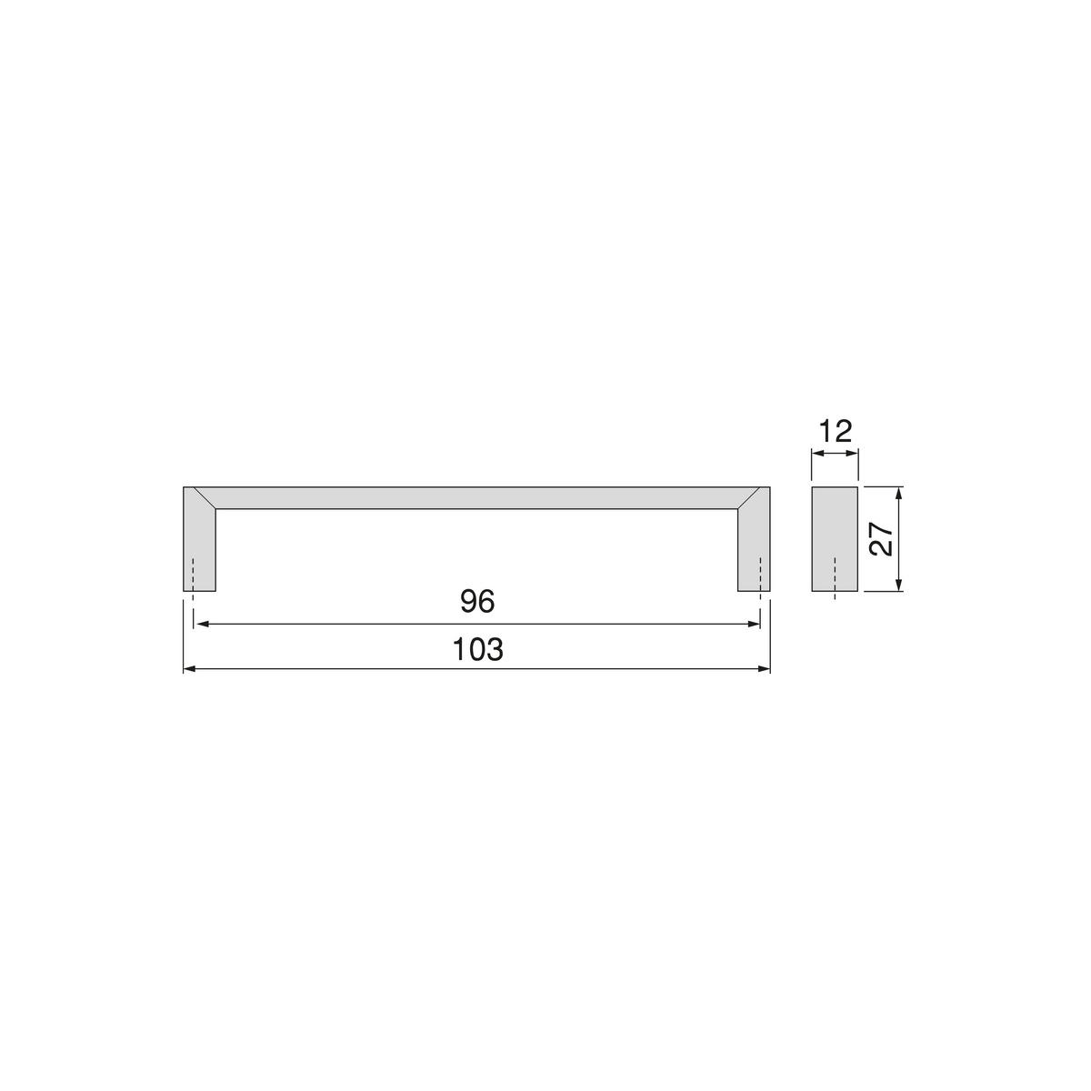 MÖBELGRIFFE Fuji, L103mm, 96mm Achsenabstand, Zamak, Nickel satiniert 25er-set - Silberfarben, Kunststoff (1.2/3/10.3cm) - EMUCA
