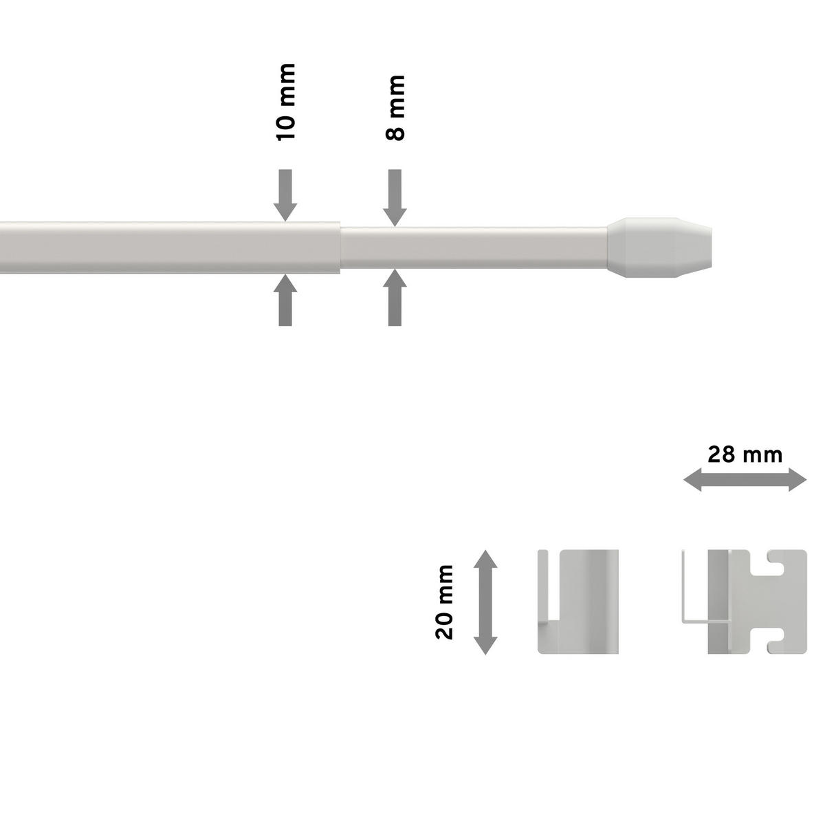 SCHEIBENSTANGEN / VITRAGESTANGEN MIT VITRAGECLIPSEN Geno 100-180 cm, oval, Weiß, Packung 2 Stück - Alufarben, Kunststoff/Metall (3.3/2/180cm) - INTERDECO