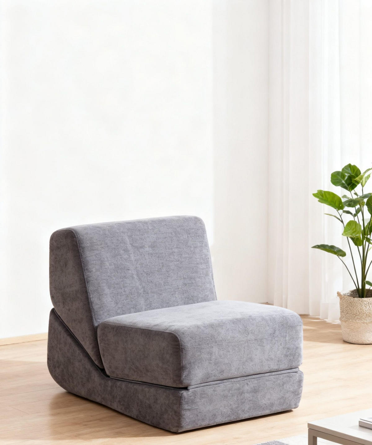 KLAPPBARES Schlafsofa Stoff mit 3-in-1-Funktion Grau 81/90,7/71 cm - Grau, Textil (90.7/71/81cm) - Redom