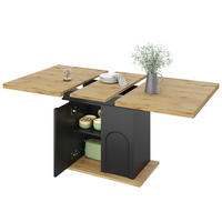 BLAGOVAONSKI stol 110-140/80/76 cm crni i prirodni od MDF-a i metala na razvlačenje s ormarićem - crna, drvni materijal (140/80/76cm) - OKWISH