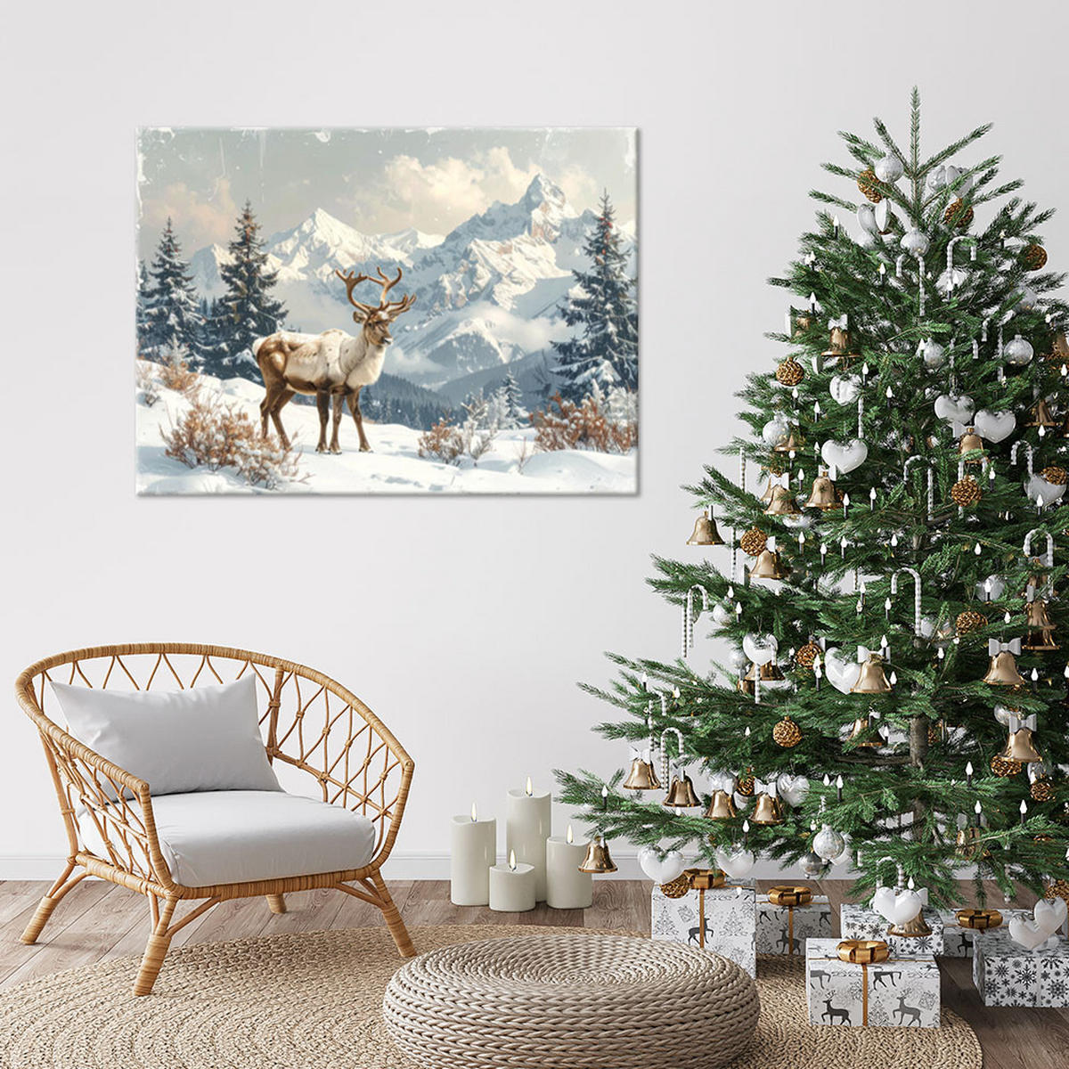 LEINWANDBILD Weihnachten 100x70cm - Weiß, Textil (100/70cm) - Feeby