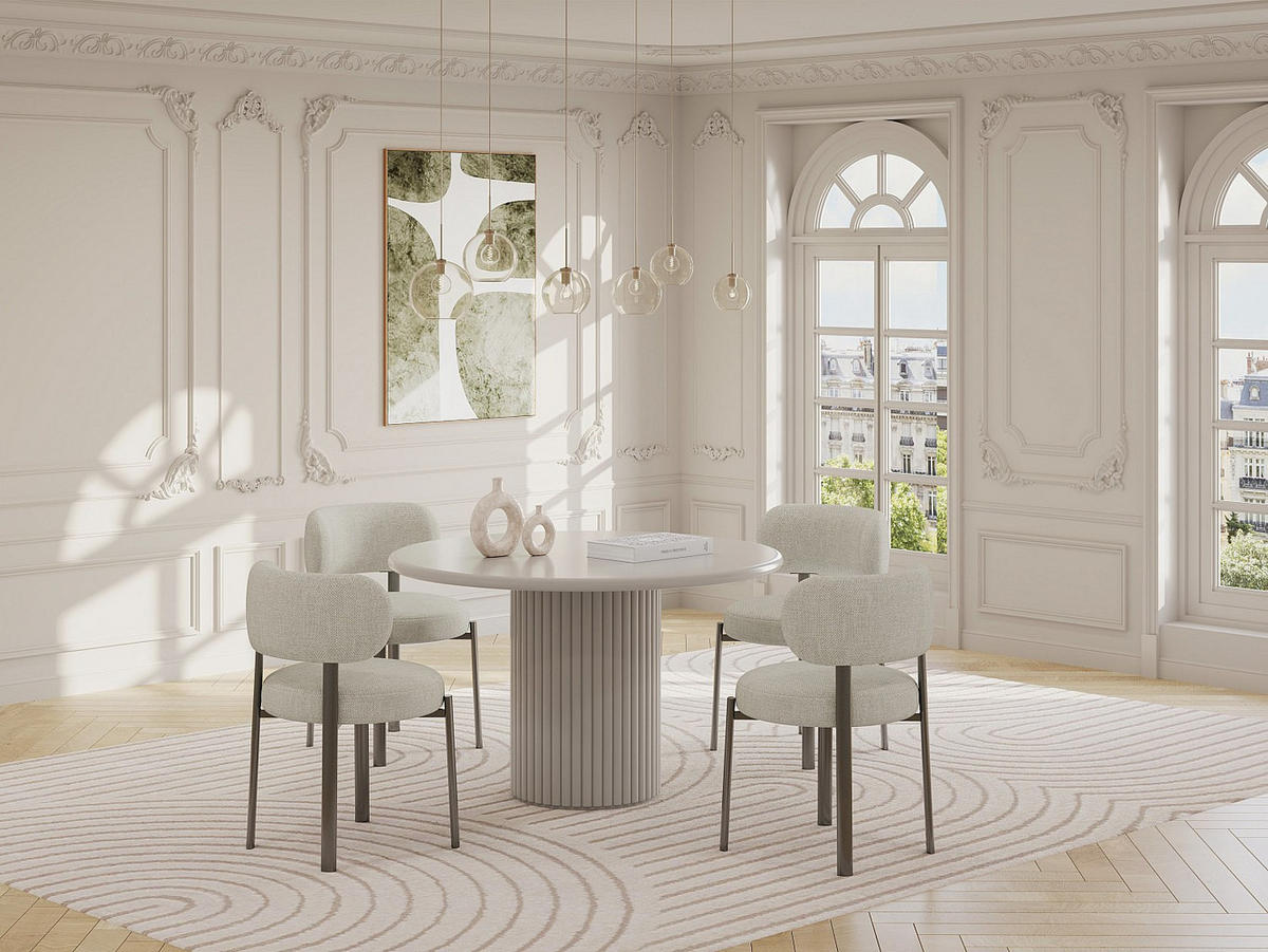 2ER-SET Stühle aus strukturiertem Stoff und Bronze-Metall - Creme - ASILOVA - Creme, Textil (55/78.5/60.5cm) - Vente-Unique