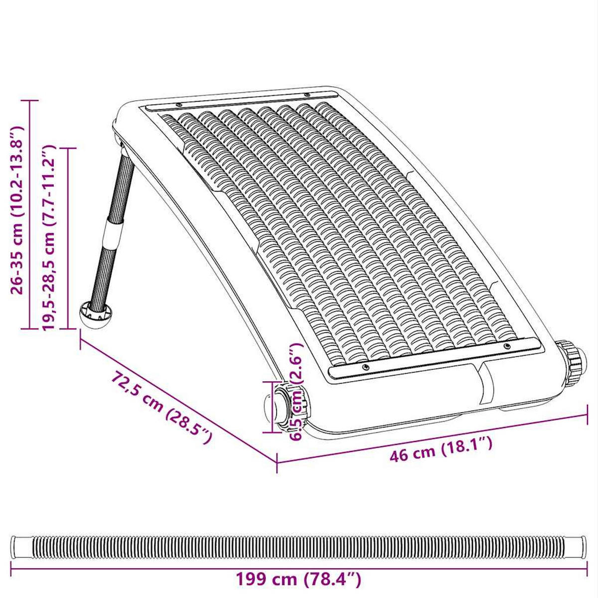 SOLARKOLLEKTOR Für Pool Gebogen 72,5/46 Cm - Schwarz, Kunststoff (46/35/72.5cm) - vidaXL