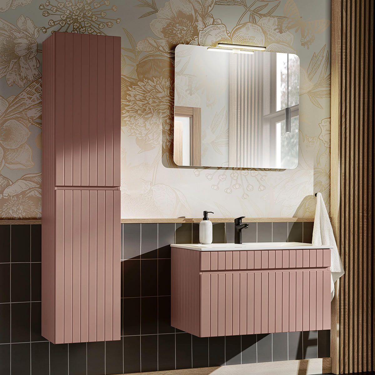 WASCHTISCHUNTERSCHRANK 80cm Zelie Rose - Pink, Holzwerkstoff (80/46/46cm) - Petits-meubles