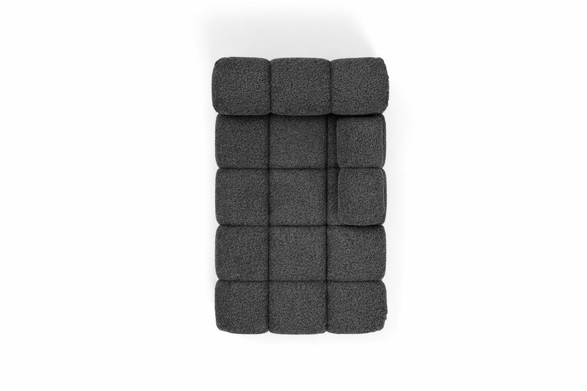 CHAISELONGUE Modular, Bouclé-Stoff Abriamo, Graphit, Rechts, Selia - Graphitfarben/Grau, Holz (95/70/160cm) - Kaiser Möbel