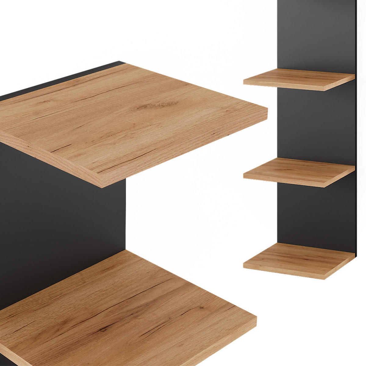WANDREGAL Paolo Anthrazit 30 x 95 cm 2er Set - Anthrazit/Eiche Wotan, Holzwerkstoff (30/95/28cm) - Vicco