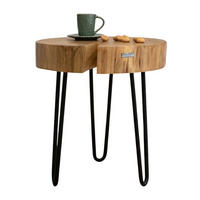 COUCHTISCH aus einer Baumscheibe - Eiche / Stahl - Ø 36-49cm - Naturfarben, Holz (36/36/41cm) - holz4home