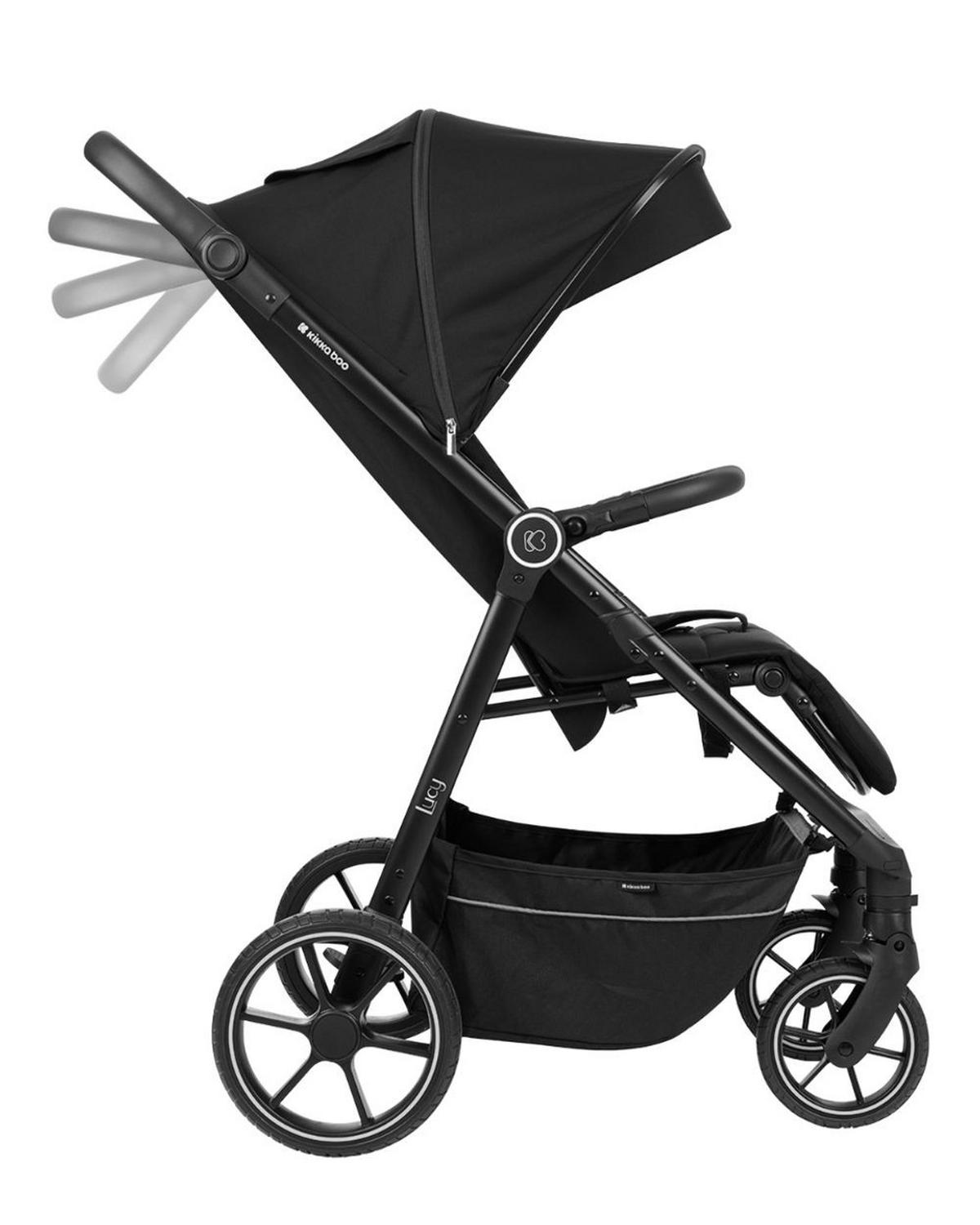 BUGGY Lucy Gurt schwarz Rückenlehne verstellbar Federung Hinterradbremse - Schwarz, Metall (74/54/104cm) - Kikka boo