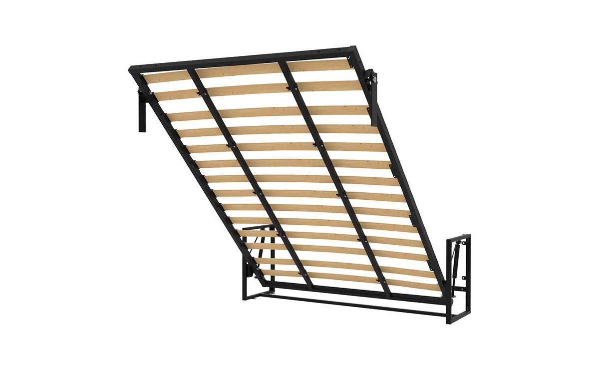 WANDBETT Morphy Classik Modulares SizeFlex- und TypeFlex-System - 140x200 Vertikal - Schwarz, Holz/Metall (140/200cm) - WallBedKing