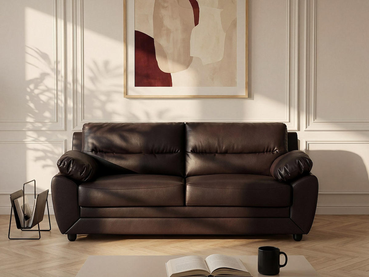 SOFA ohne Schlafmöglichkeit - 3 Personen - Kunstleder - Schokoladenbraun - - Braun, Leder (201/88/82cm) - Vente-Unique