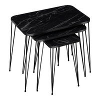 SATZTISCH Rudkøbing im 3er Set - Schwarz, Metall (37/60/55cm) - [en.casa]