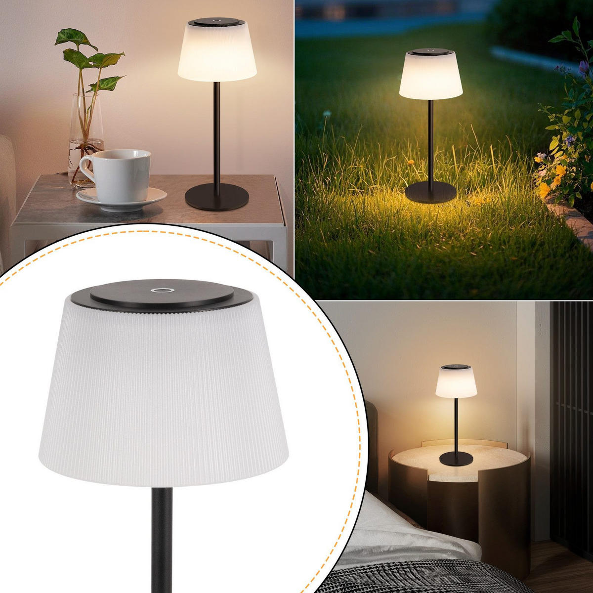LED stolní lampa Abderhalden 13/13/30,5 cm - černá, plast (13/13/30.5cm) - Nettlife