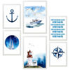 POSTER Set Mit 6 Dekoratives, Blatt Mit Marineblauer A3 & A4 Weißer Rahmen - Weiß, Papier (29/3cm) - Nacnic