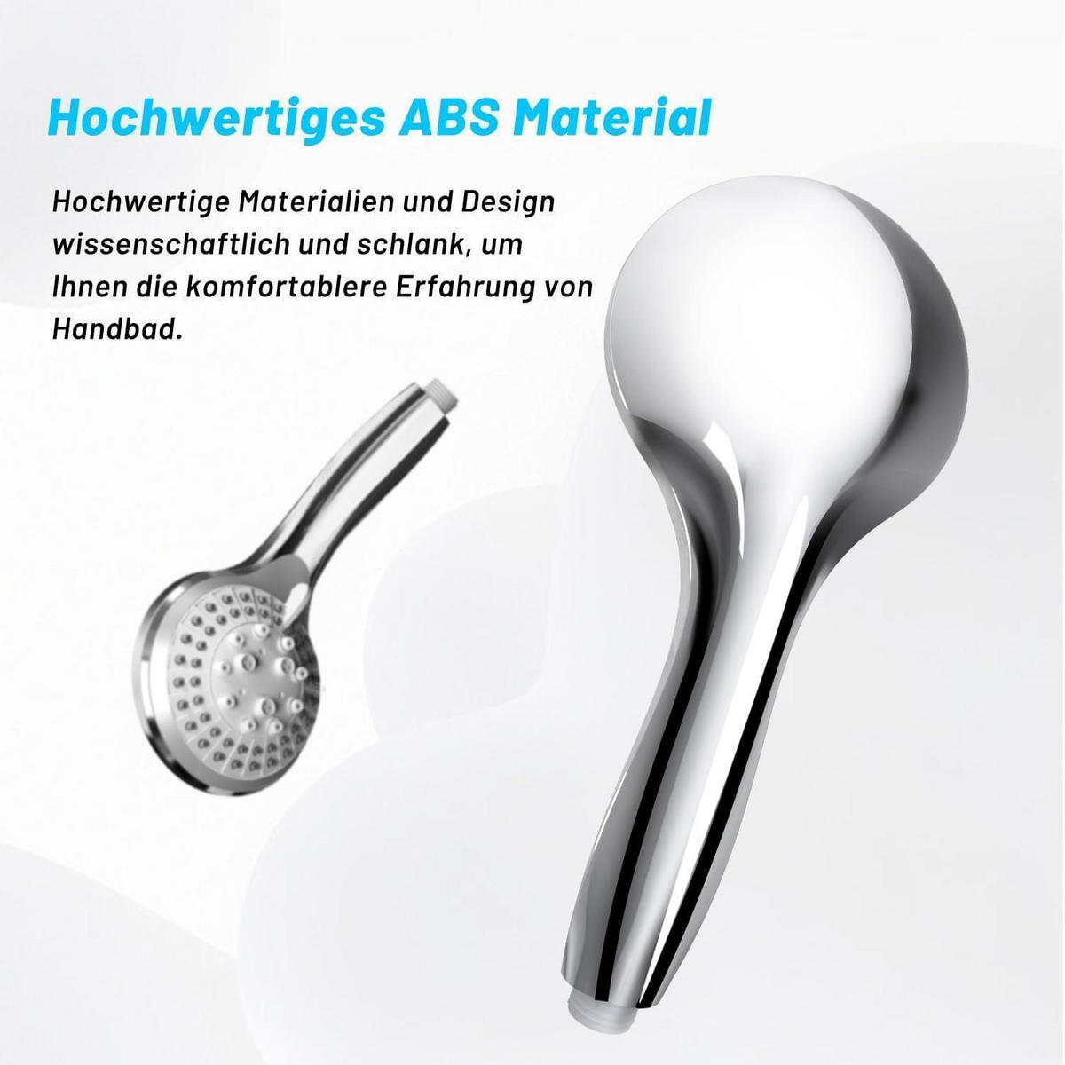 HANDBRAUSE mit 5 Strahlarten Silber - Silberfarben, Kunststoff (5.8/12.7/25cm)