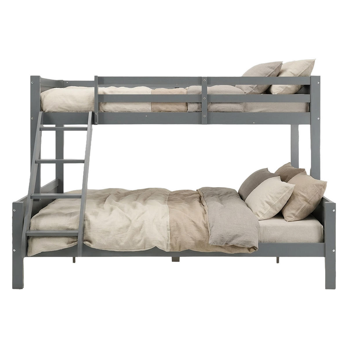 ETAGENBETT 90/200 cm und 140/200 cm mit Matratzen Grau - Grau, Holz - Homestyle4u