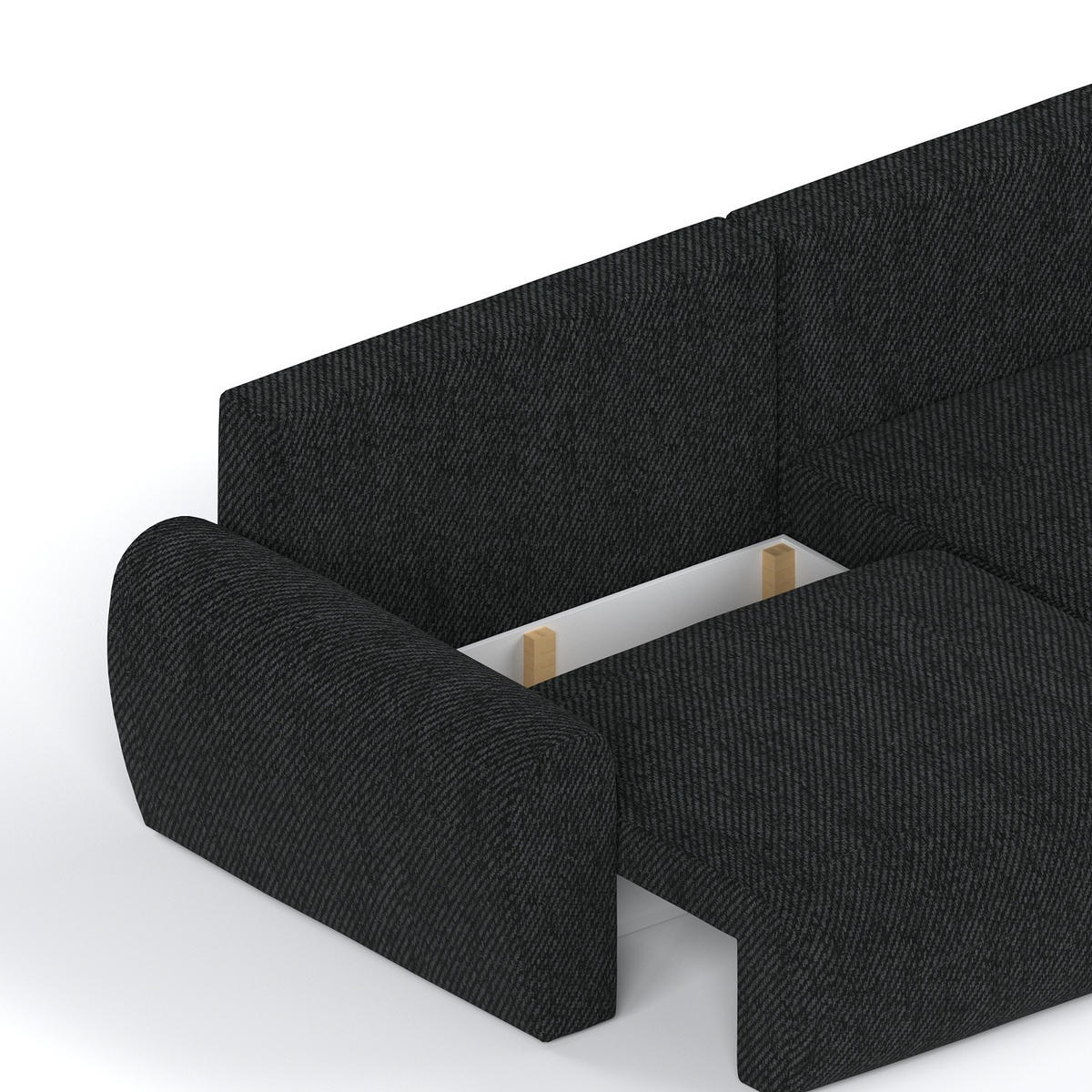 ECKSOFA OMARI mit Schlaffunktion Schwarz im Neve Stoff - Schwarz, Holz/Holzwerkstoff (253/153cm) - AltaBeds