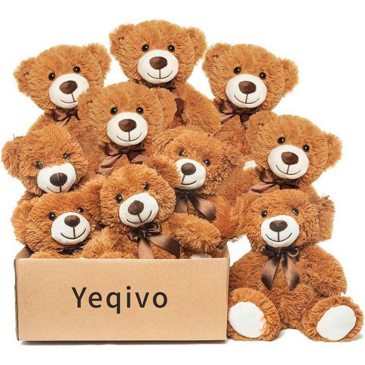 PLÜSCHTIER Teddybär 10-teiliges Set Braun 34 cm - Braun, Textil (25/35cm)