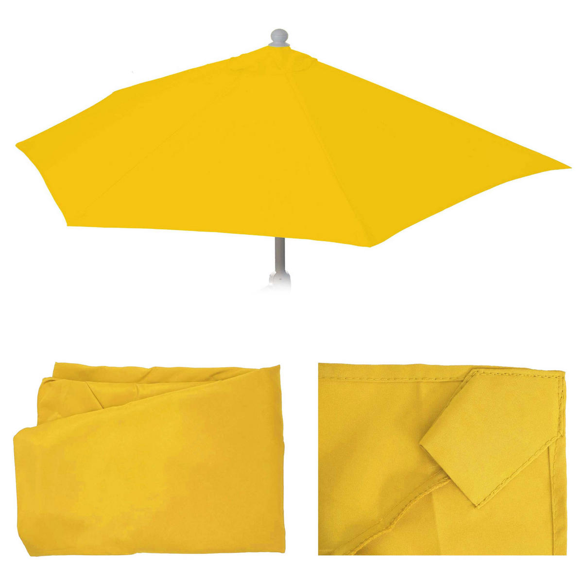 BEZUG FÜR SONNENSCHIRM HALBRUND Gelb - Gelb, Textil (260/135cm) - MCW