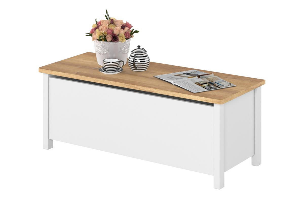 TRUHENBANK HUTTO - Weiß, Holzwerkstoff (99/39/42cm) - KONSIMO®