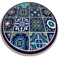 VINYL TEPPICH Ø130 cm Portugiesische Fliesen - Dunkelblau, Kunststoff (130/130cm) - TULUP