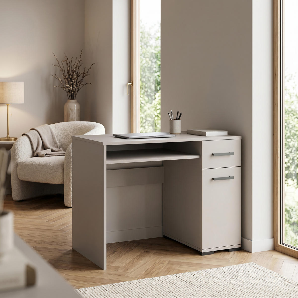SCHREIBTISCH ALBANO 105x56x75 cm Bürotisch Computertisch, Kaschmir - Kaschmir, Holzwerkstoff (56/105/75cm) - MASSENO