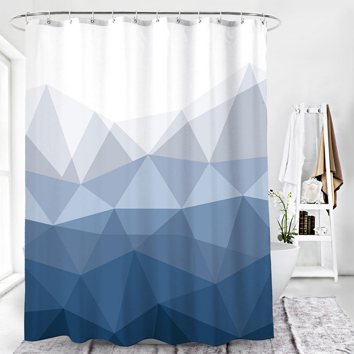 DUSCHVORHANG Blau Design 180 x 180 cm für Dekoration Badezimmer - Blau, Textil (180/180cm) - MCBOSON