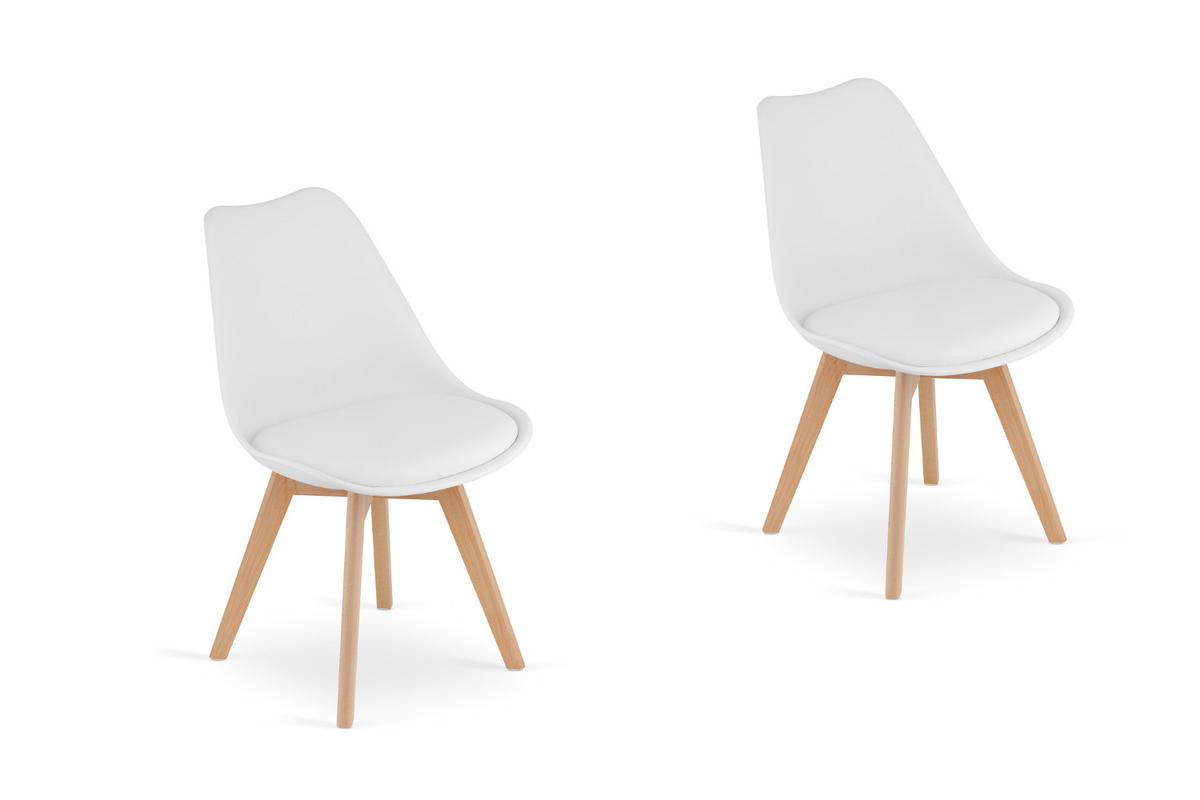 ESSZIMMERSTUHL Lars (2er Set) - Weiß/Naturfarben, Holz/Textil (49/82/49cm) - Home Collective