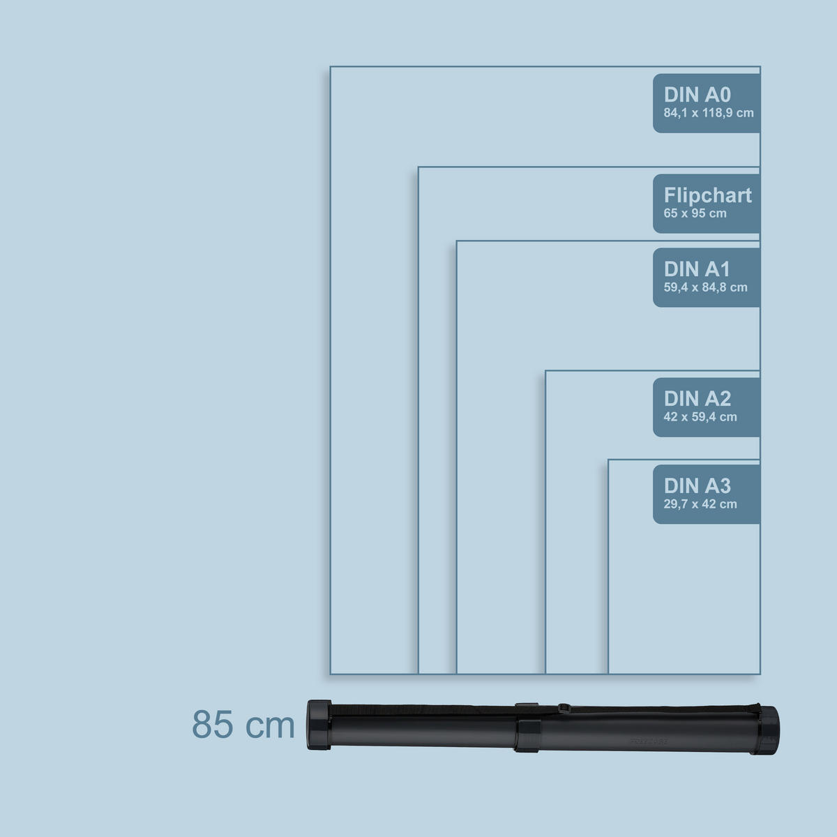POSTERROLLE - Schwarz, Kunststoff (9/85/9cm) - Relaxdays