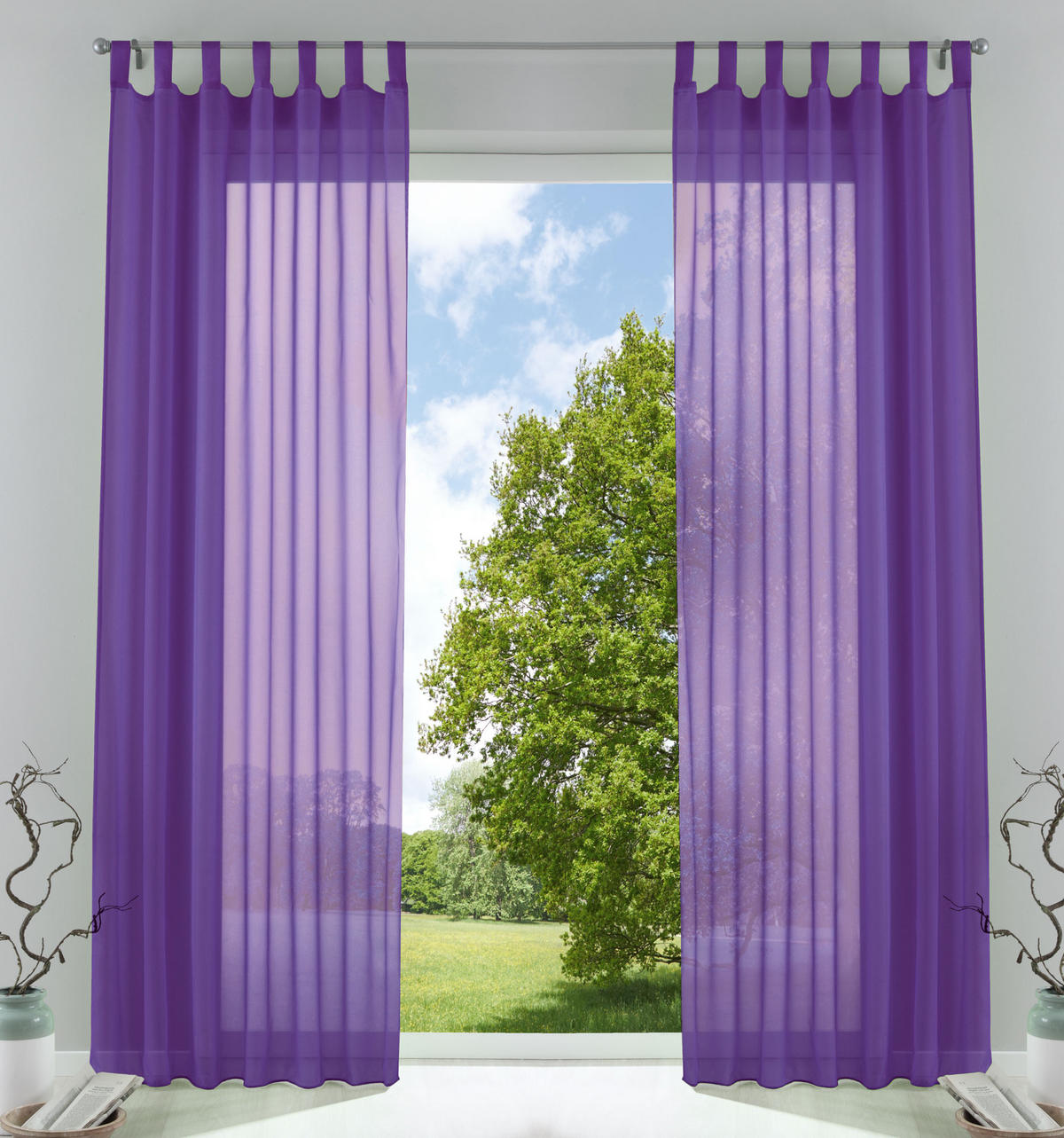 SCHLAUFENGARDINEN Voile 2er Set 225x140 cm Lila - Lila, Textil (140/225cm) - Gardinenbox.eu