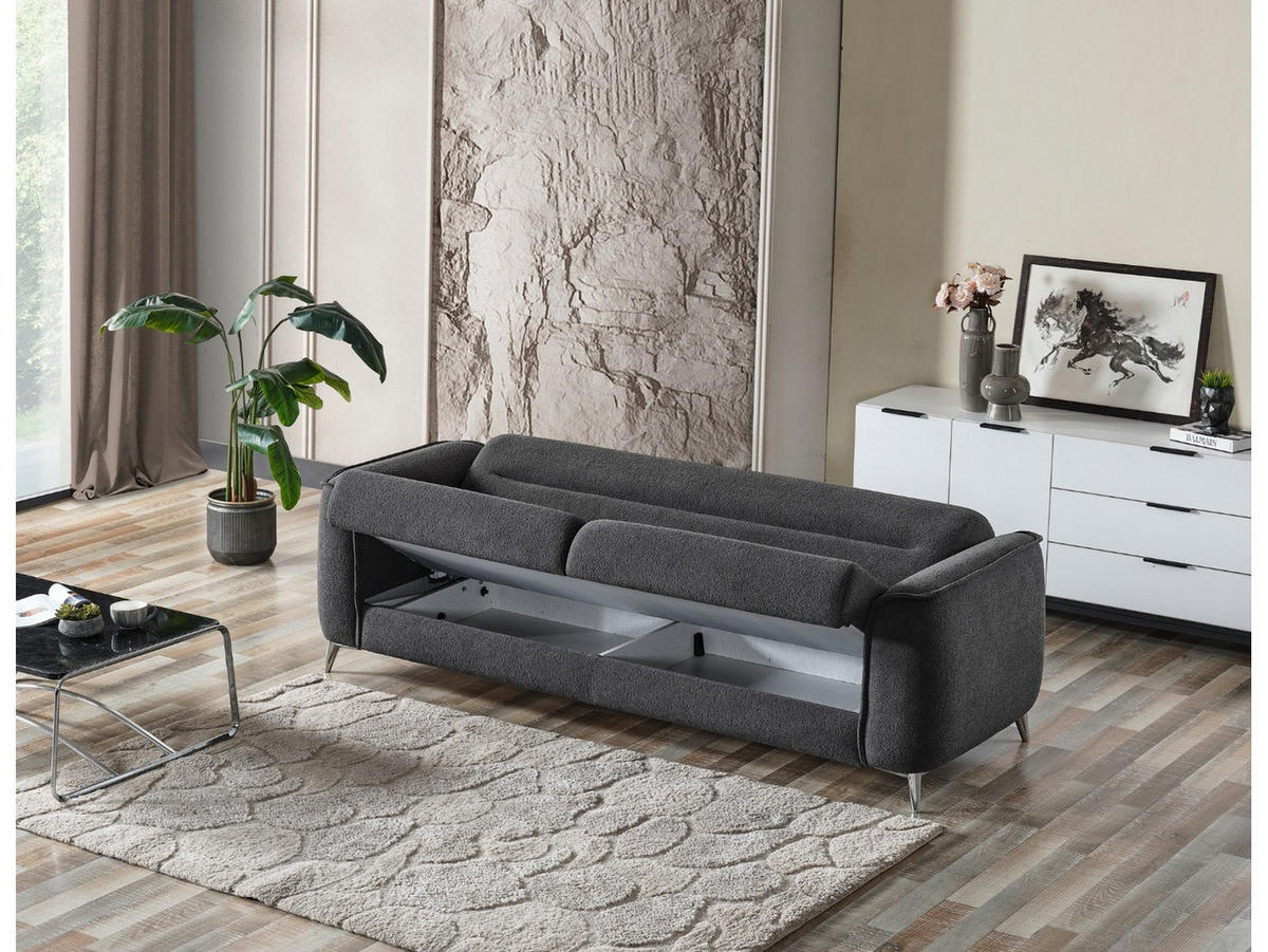 SITZGARNITUR Acapulco, Anthrazit Stellvariante 3+2+1 - Anthrazit, Holzwerkstoff/Kunststoff (237/87/98cm)