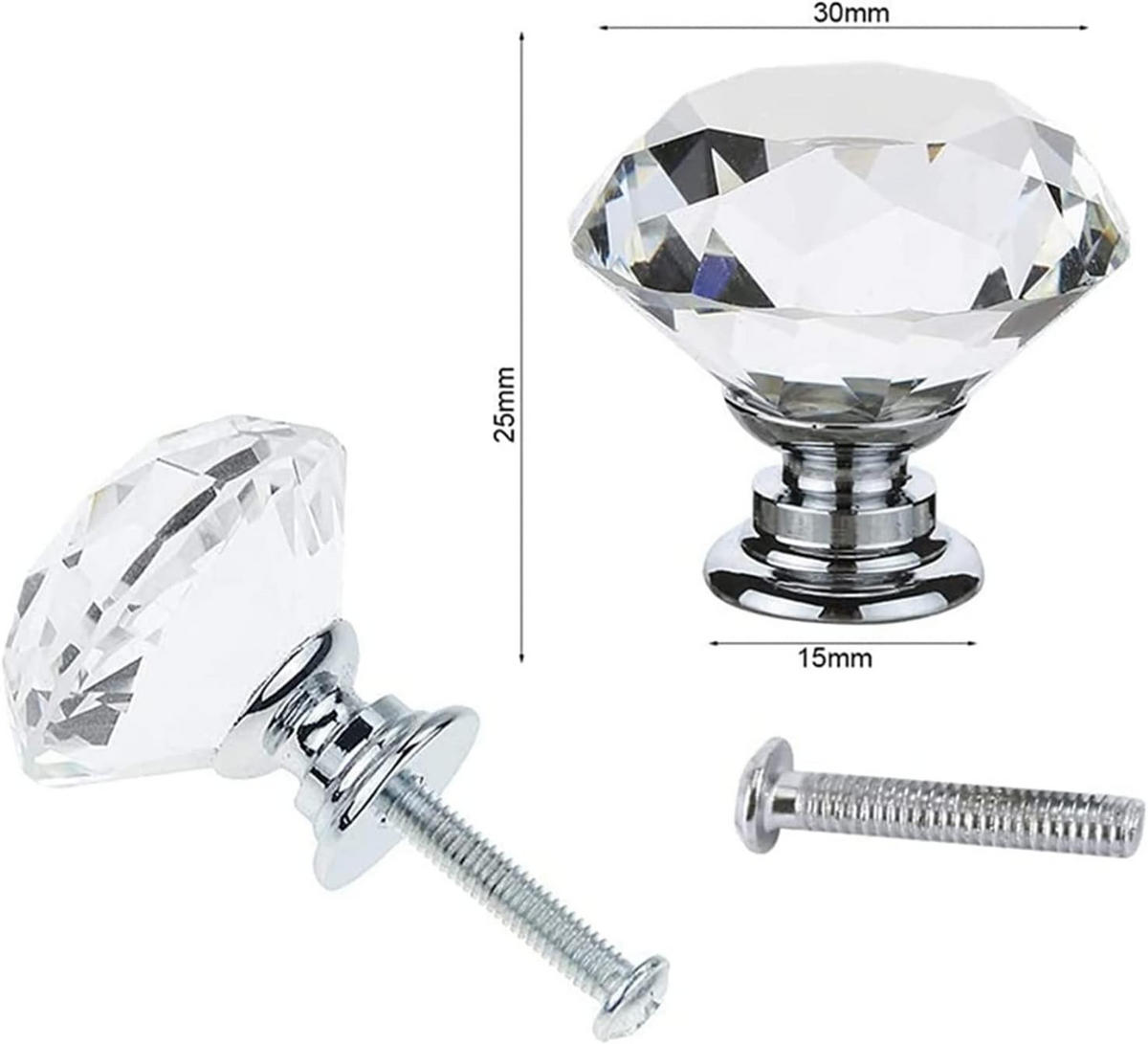 SCHRANKKNOPF Kristall 4er-Set - Transparent, Metall (3/2.5/3cm)