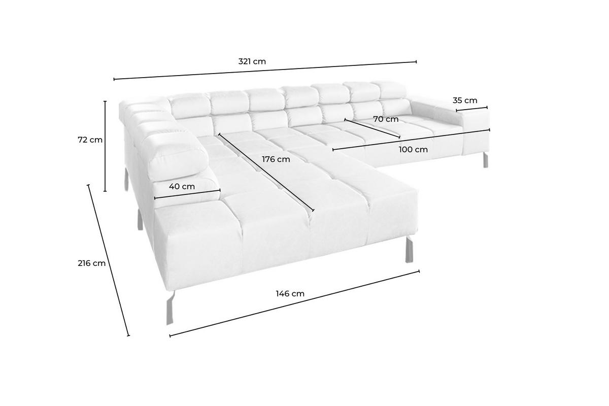 ECKSOFA NELSON Hellgrau Leder Relaxfunktion - Hellgrau/Schwarz, Leder/Metall (321/216cm) - KAWOLA